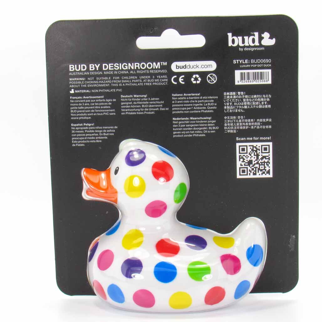 Bud Duck Luxury Pop Dot 10cm Collectable Bath Toy Ducks Novelty Collectors Gift 