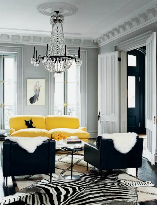 Jenna Lyons yellow sofa. Bam, it's all the color you need 