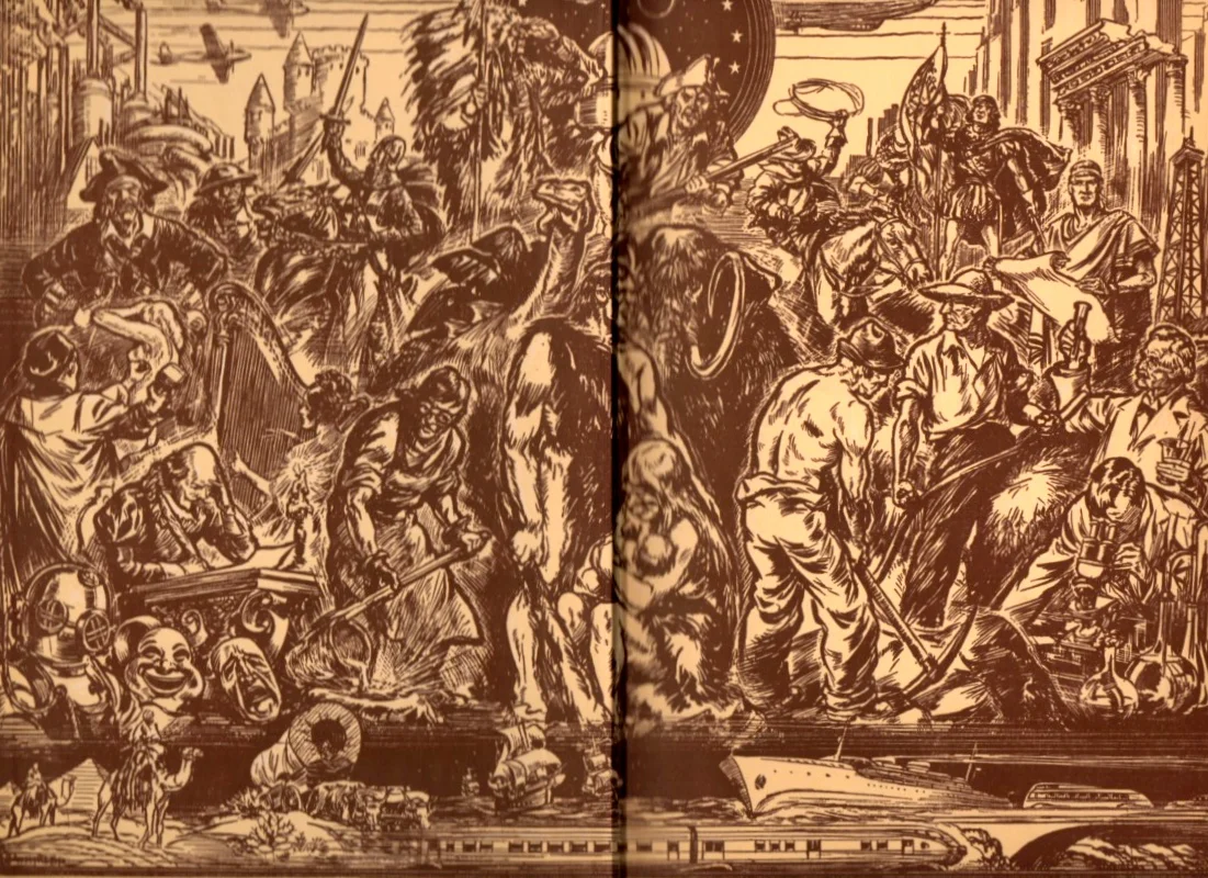 The endpapers to the Wonder Books are stuffed with historic, legendary and thrilling images.