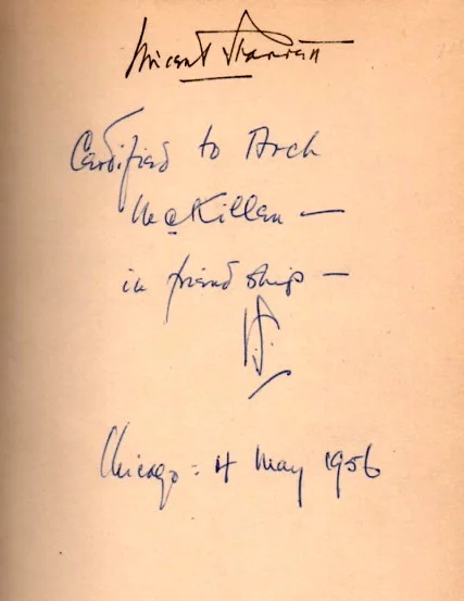An inscription from a copy of Autolycus in Limbo, 1943.