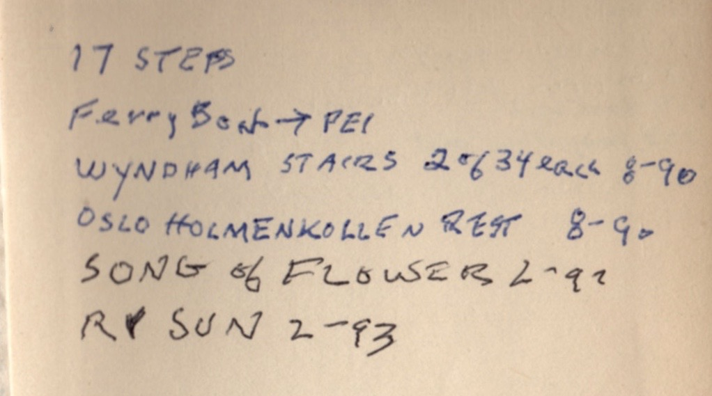 Chuck kept a list of places where there was a staircase with 17 steps, like the staircase at 221B.