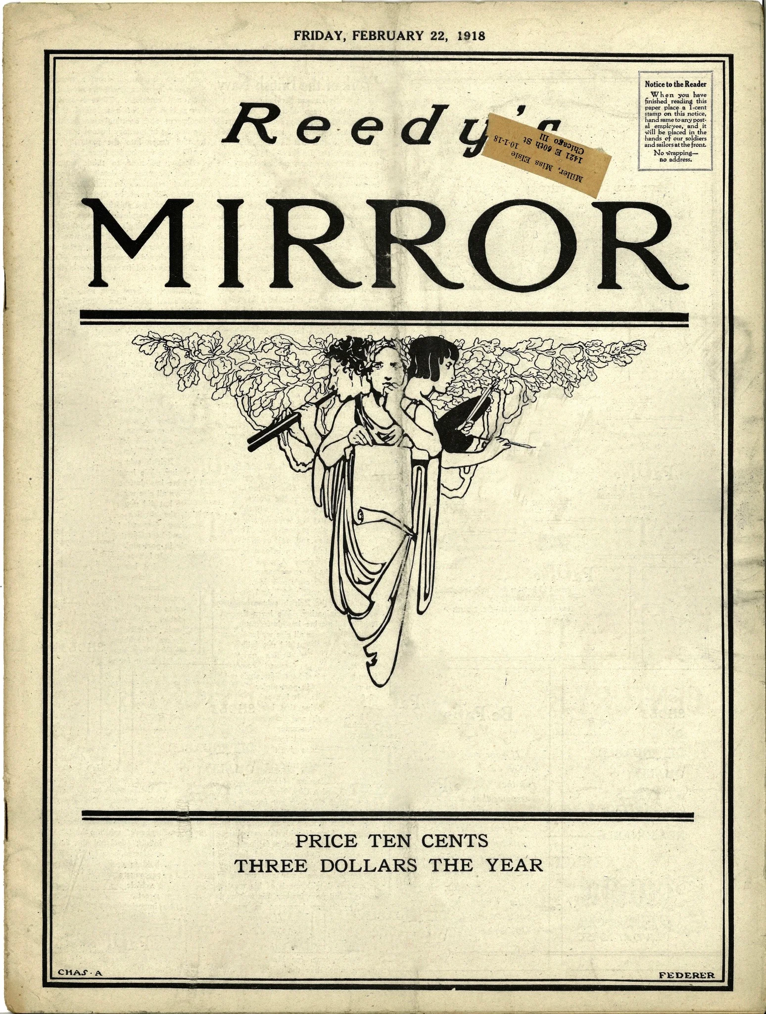 Cover for Reedy's Mirror for Feb. 22, 1918.