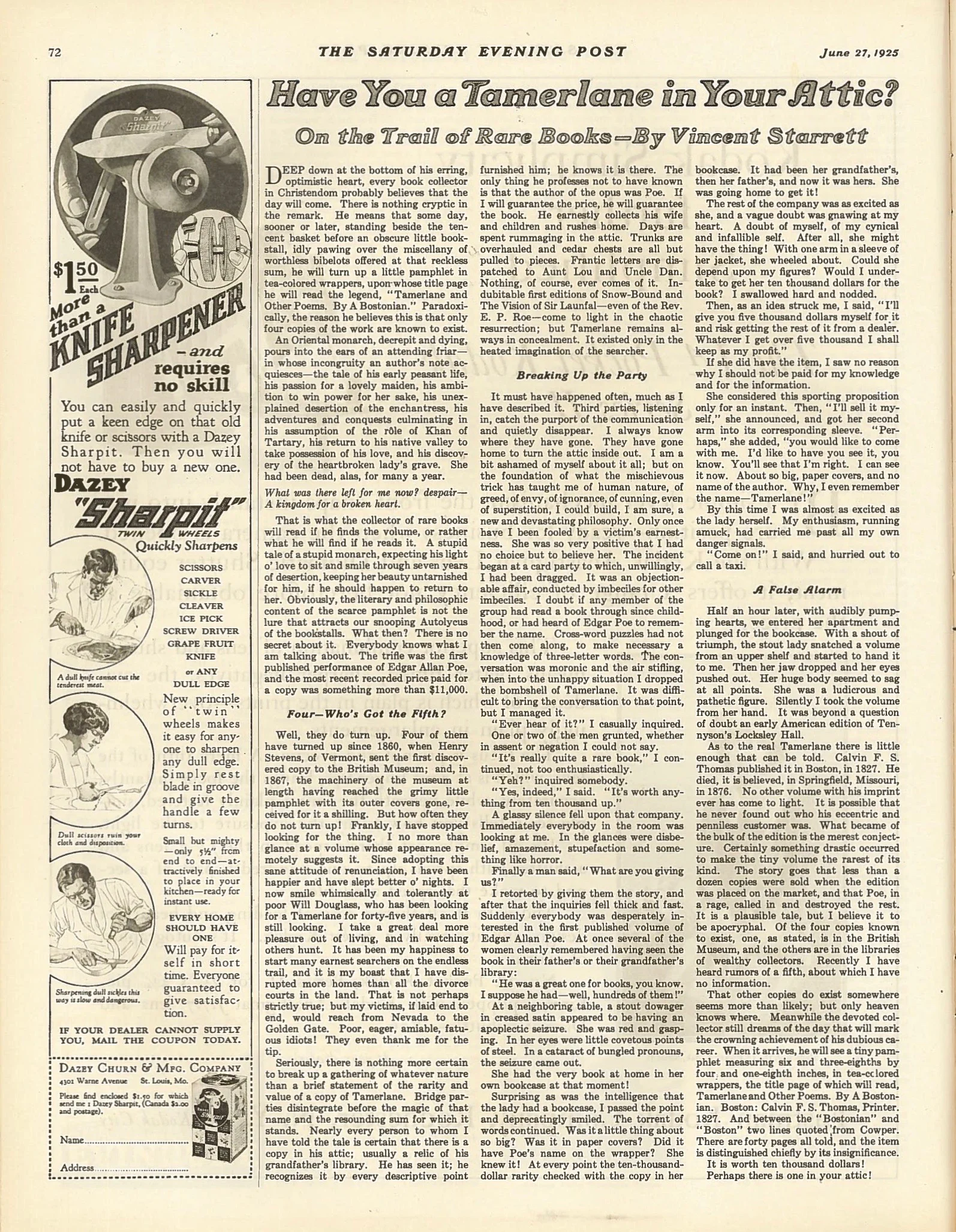 Starrett's article as it appeared in The Saturday Evening Post . (By the way, that's a great deal on a knife sharpener.)