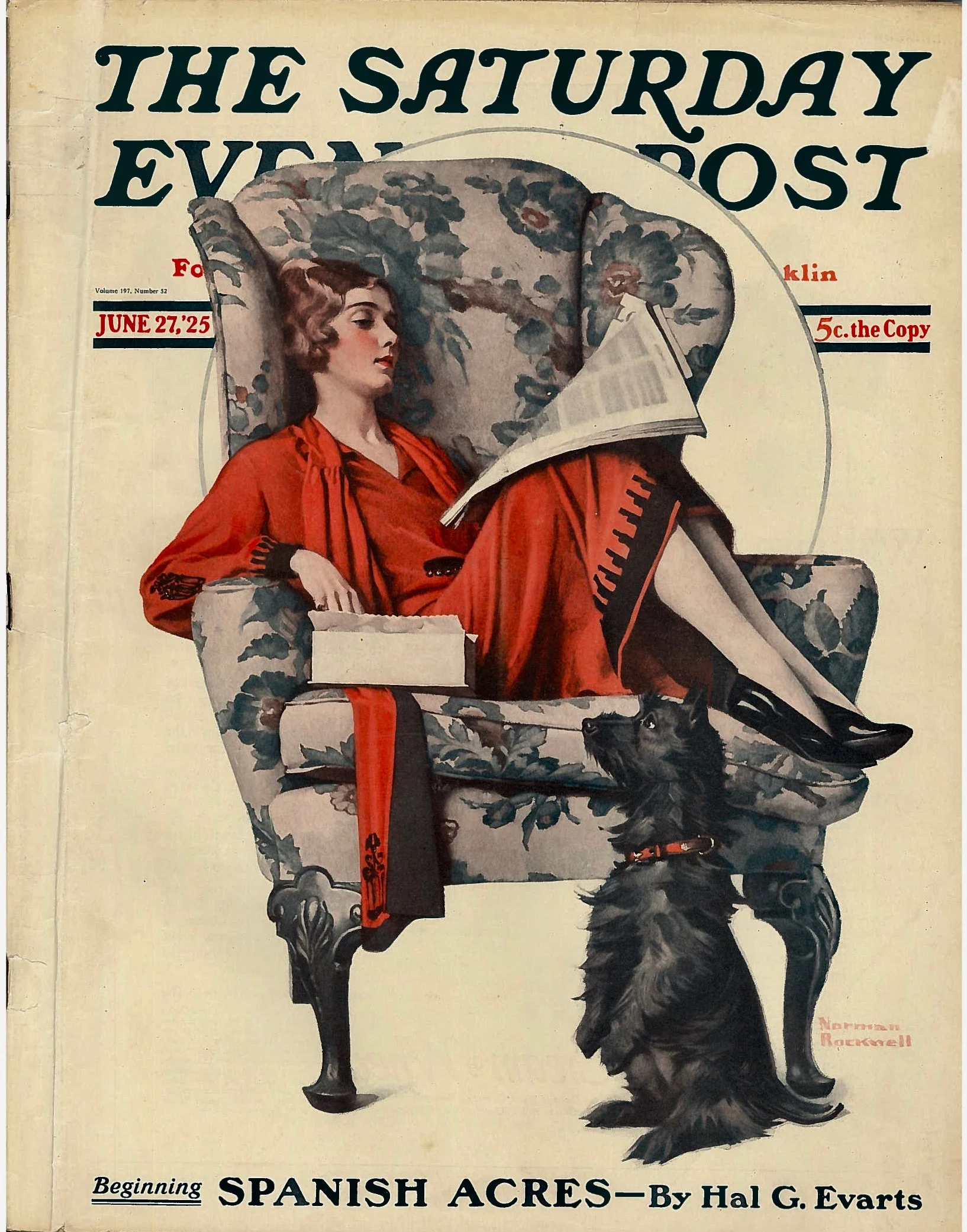 The cover to The Saturday Evening Post for June 27, 1925. After hunting for years for a copy, I finally acquired one last fall. Needless to say, it's become a treasure in my little collection.