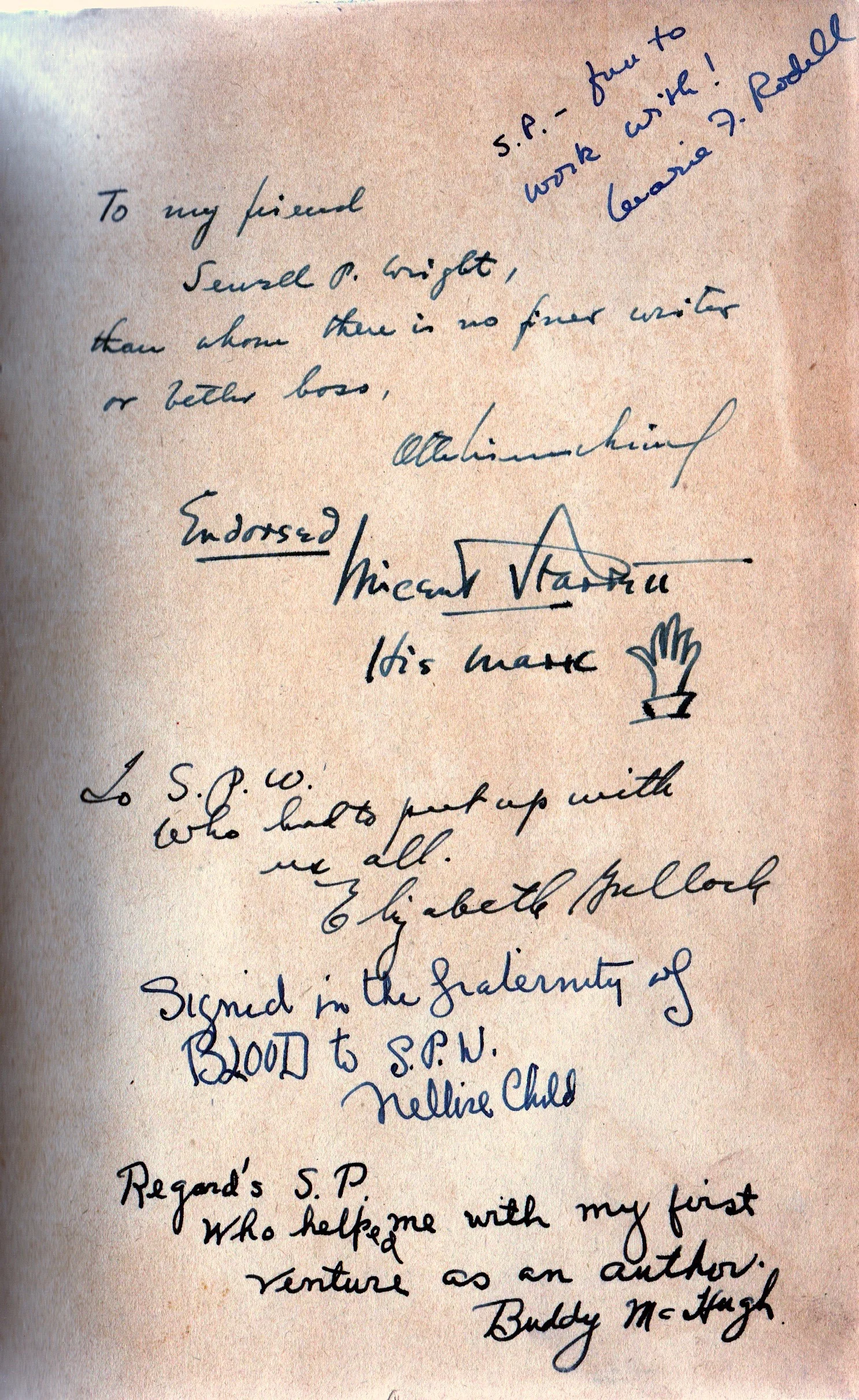 S.P. Wright's specially inscribed copy of Chicago Murders.
