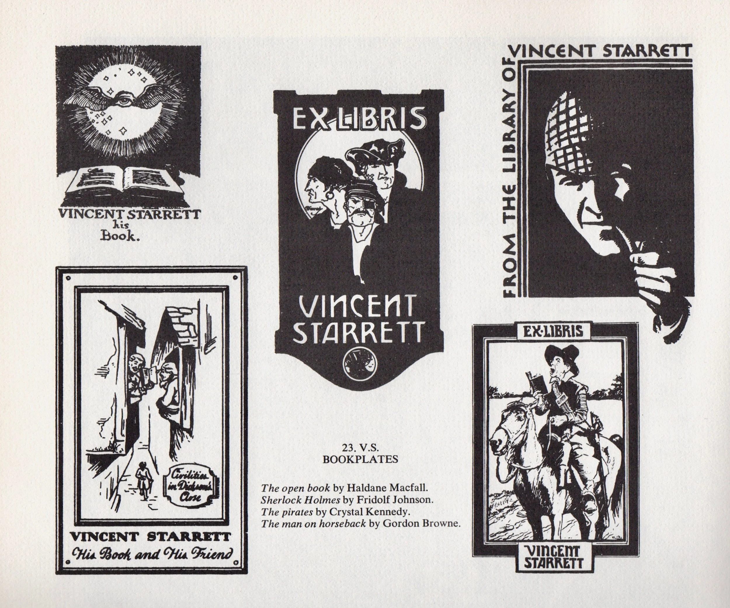 From Peter Ruber's The Last Bookman . In addition to the four plates shown by Honce, Ruber adds, but does not credit, Fridolf Johnson's Dickson's Close plate in the lower left corner.