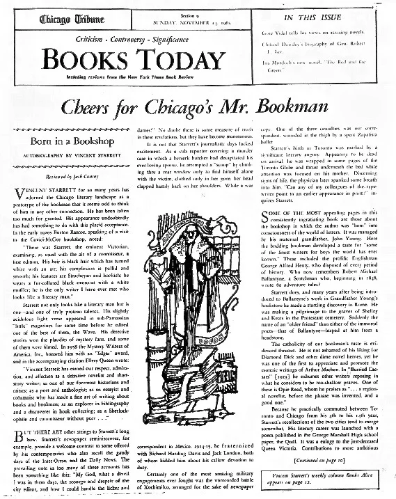 Starrett's autobiography received the star treatment from his paper.