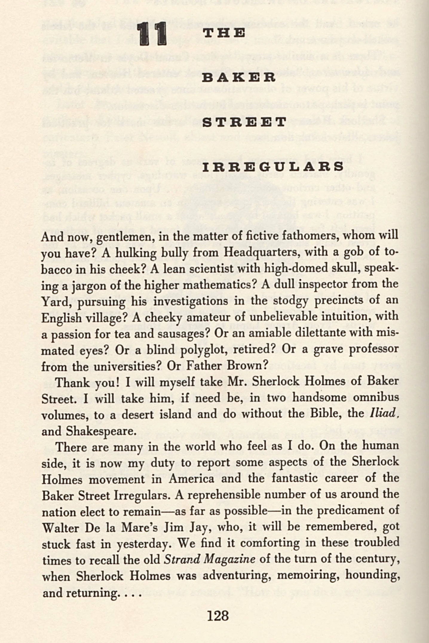 The opening page of Starrett’s chapter on the Baker Street Irregulars of New York.