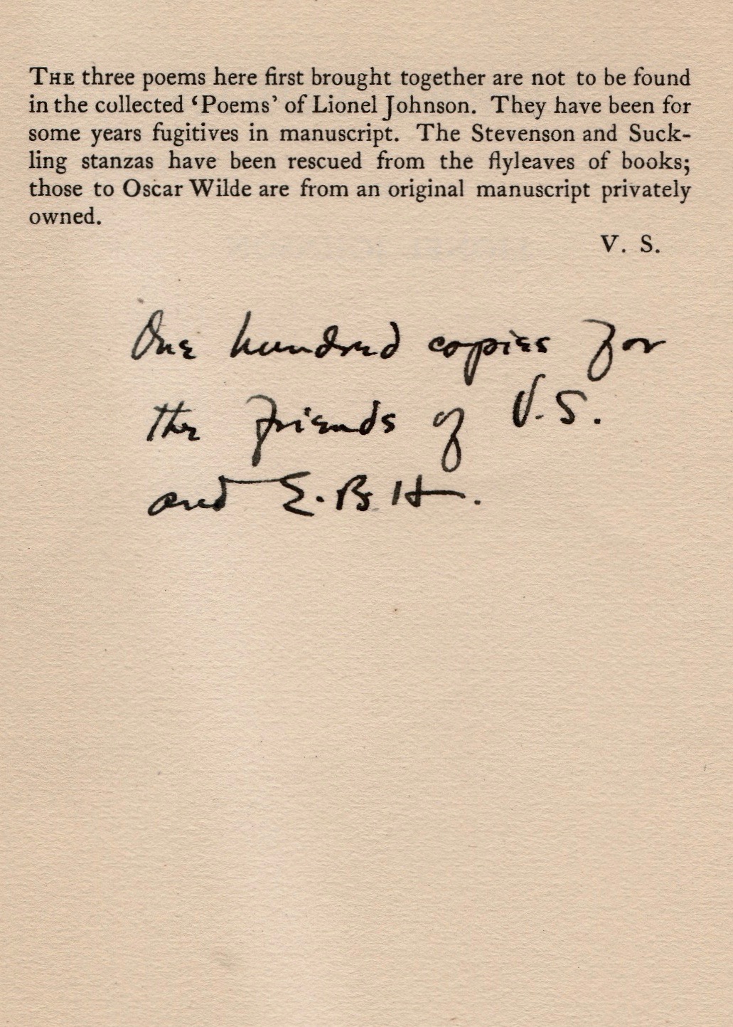 A note in Starrett’s hand showing how many were printed and for whom they were intended.