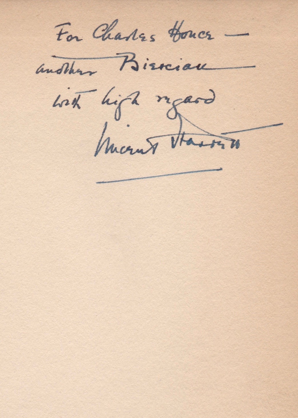 Starrett’s simple inscription to Honce.