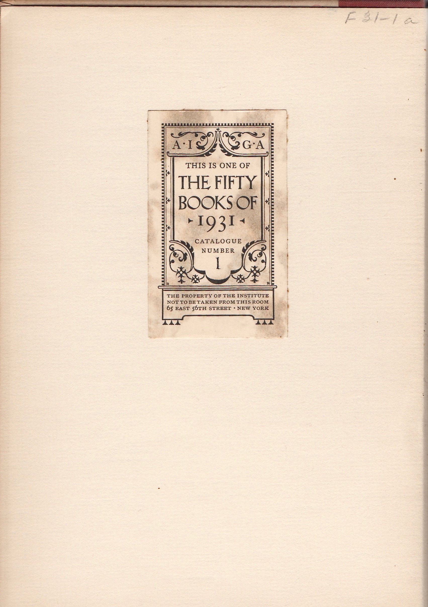 The American Institute of Graphic Arts (AIGA) is a professional organization for design. In 1931, the organization selected 50 books for its exhibition of American bookmaking. This book was No. 1 in its catalogue. (BTW, I purchased this book and did not steal it from the AIGA headquarters, then located on East 56th Street in New York, and now near City Hall Park, just 5 minutes walk from Otto Penzler’s Mysterious Bookshop.)