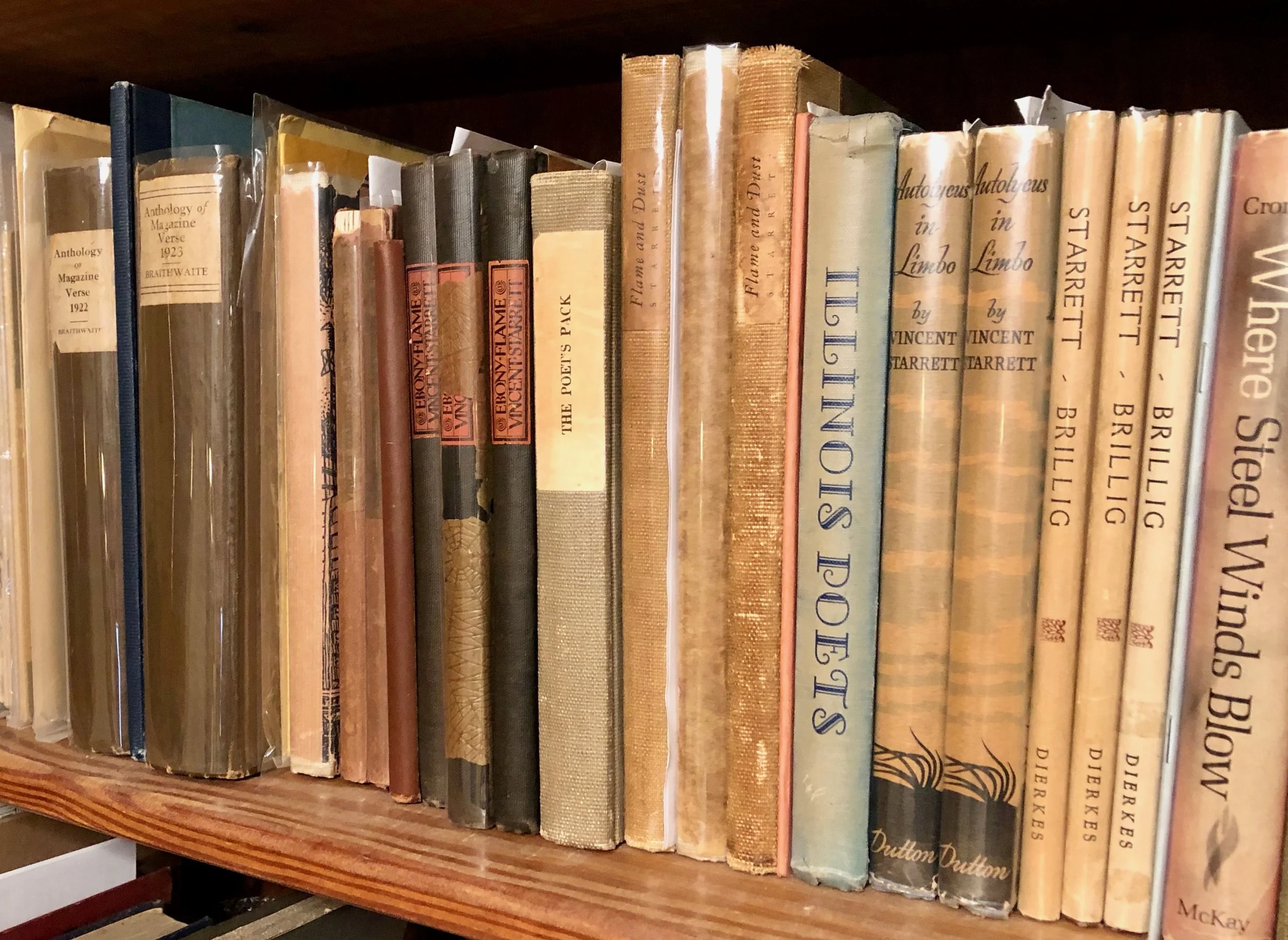 A shelf of Vincent Starrett poetry, from the author’s collection.