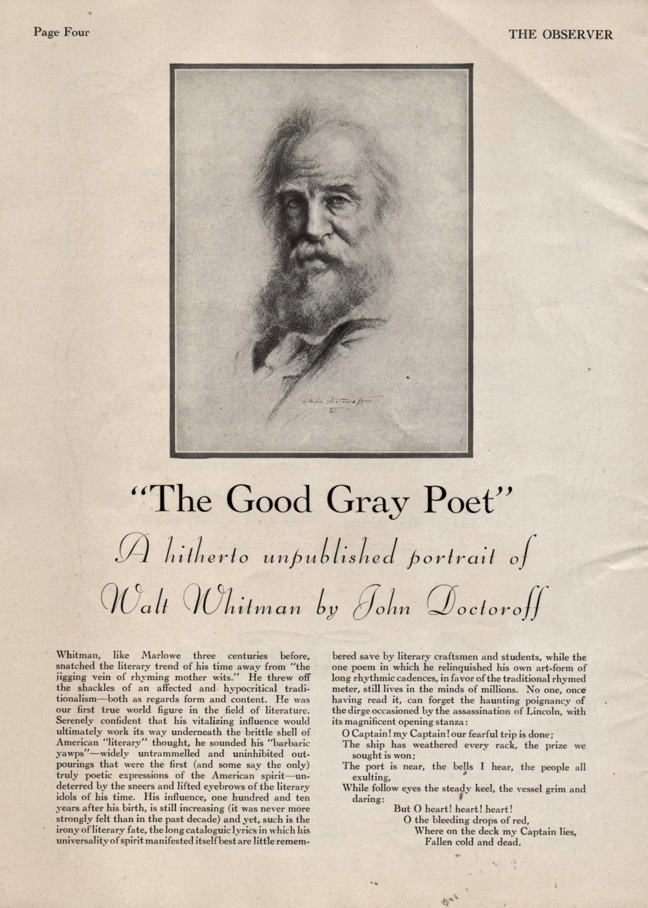 This little Whitman essay is unsigned. Did Starret have a hand in it?