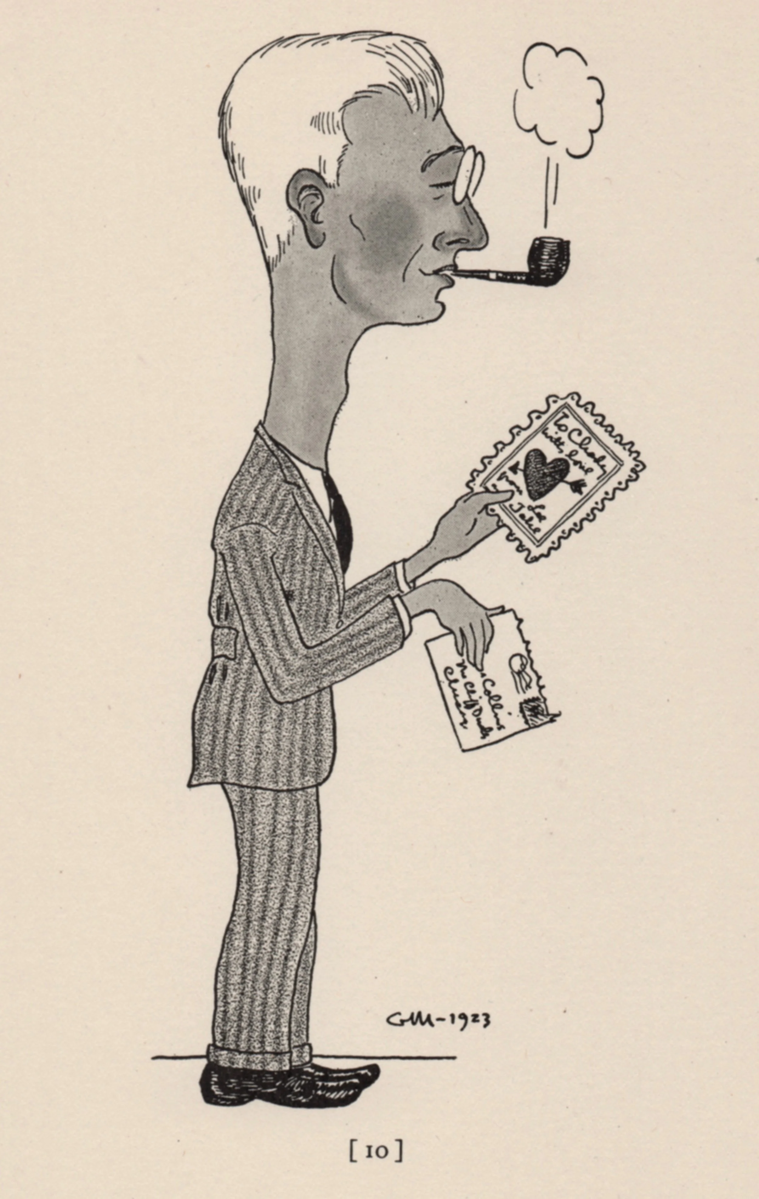 Cartoonist Gene Markey did this caricature of Charles Collins in 1923. He also did a few of Starrett. Image from Men About Town: A Book of 58 Caricatures by Gene Markey, published in 1934 by Covici-McGee Co.
