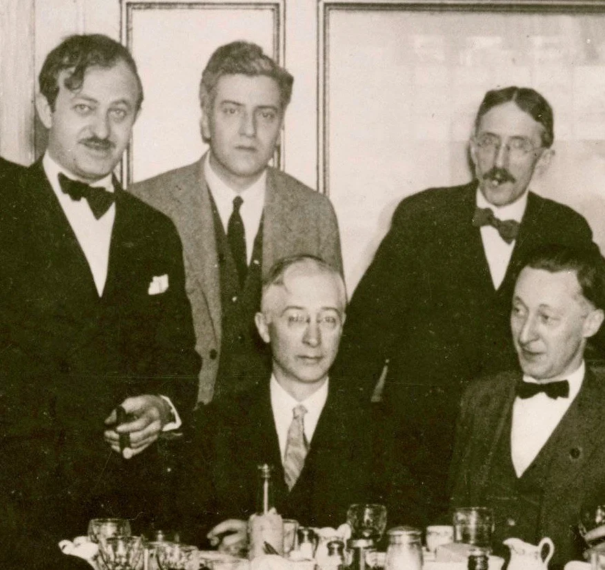 The only photo that I can find showing Starrett and Collins together. The group includes, standing, Ben Hecht, Starrett, Daily News Managing Editor Henry Justin Smith and, seated, Collins with Daily News reporter Harry Hansen. The photo was taken in 1924 when Hecht was leaving Chicago for New York. From Born in a Bookshop , Starrett’s memoirs, published in 1965 by the University of Oklahoma Press.