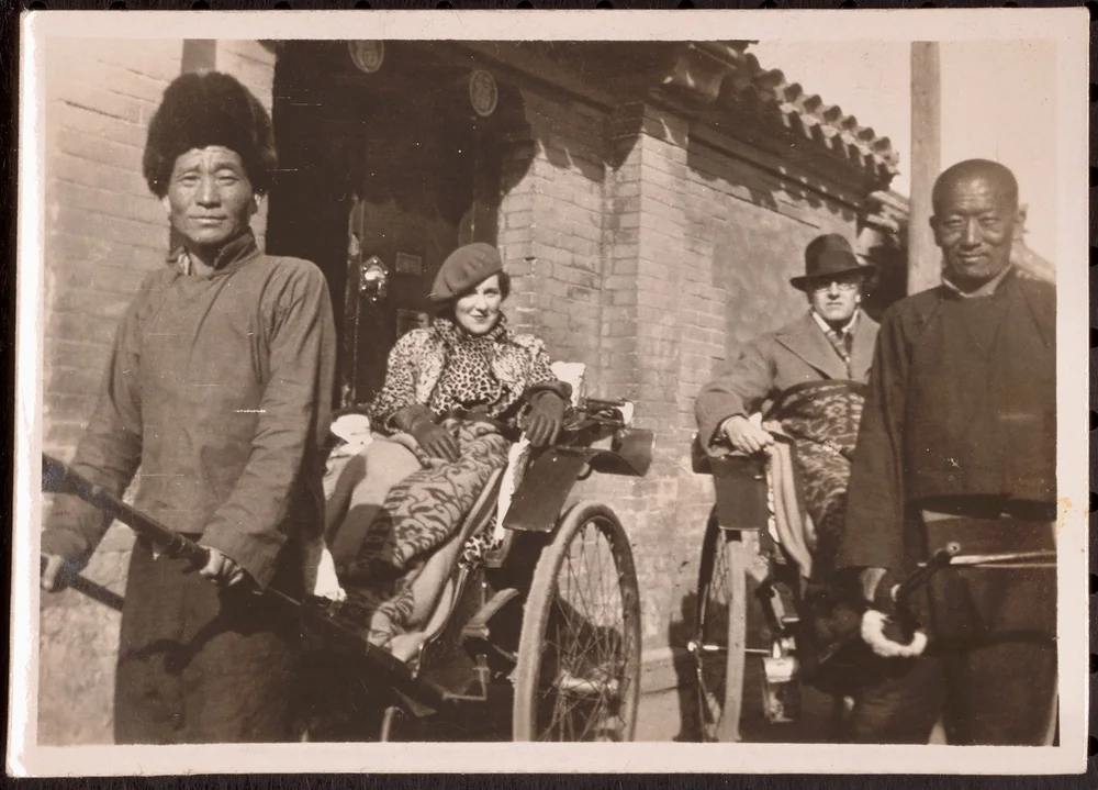 This photo of Ray and Vincent readying for a rickshaw ride was published in "The Last Bookman"