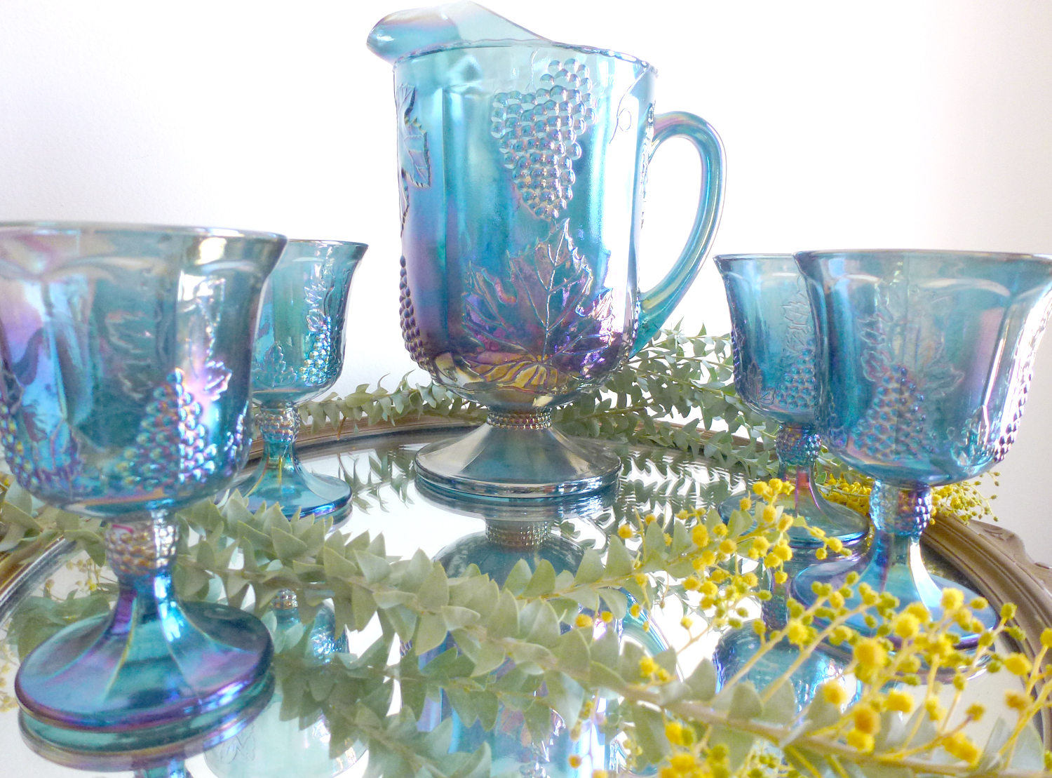 Vintage Pitcher and Set of Four Drinking Glasses — Saco + Nova