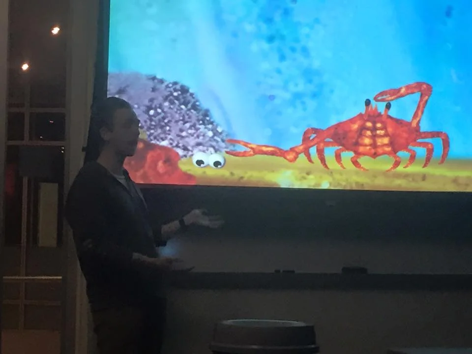 Rehearsing with Kendra the Crab for Light City Baltimore