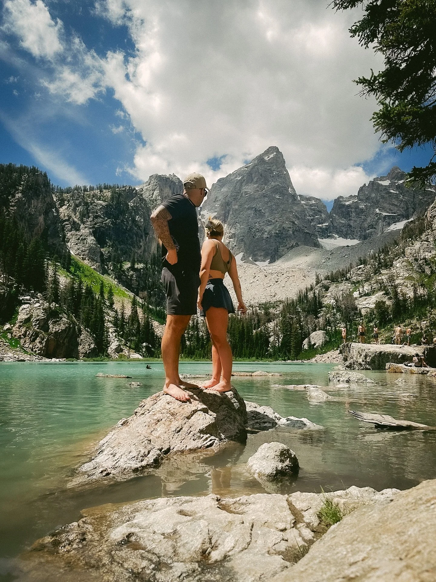 When you both think 10 miles of high elevation and entirely sketchy scrambling up boulder fields sounds like a great day&hellip; all just to chill by a glacial lake for a bit. Yeah, you found your person.

#hikemore #worththemiles #snackbreak #couple