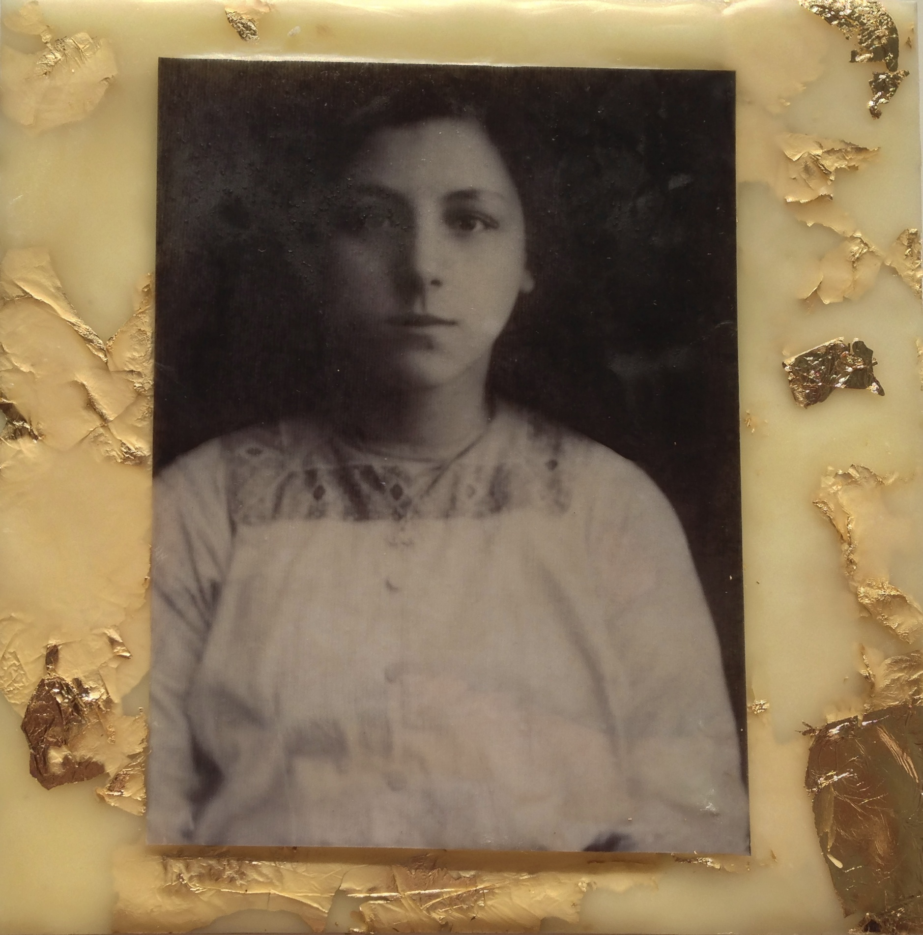 Photo Encaustic With Gold Leaf