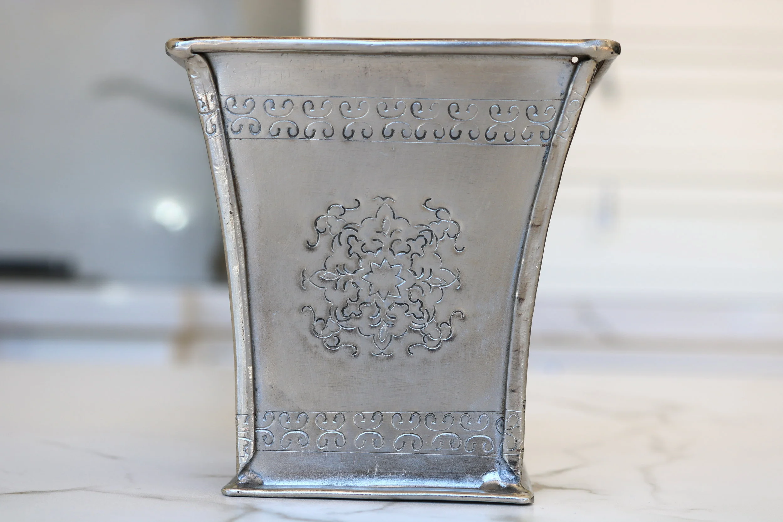 Engraved Nickel Pot, Small