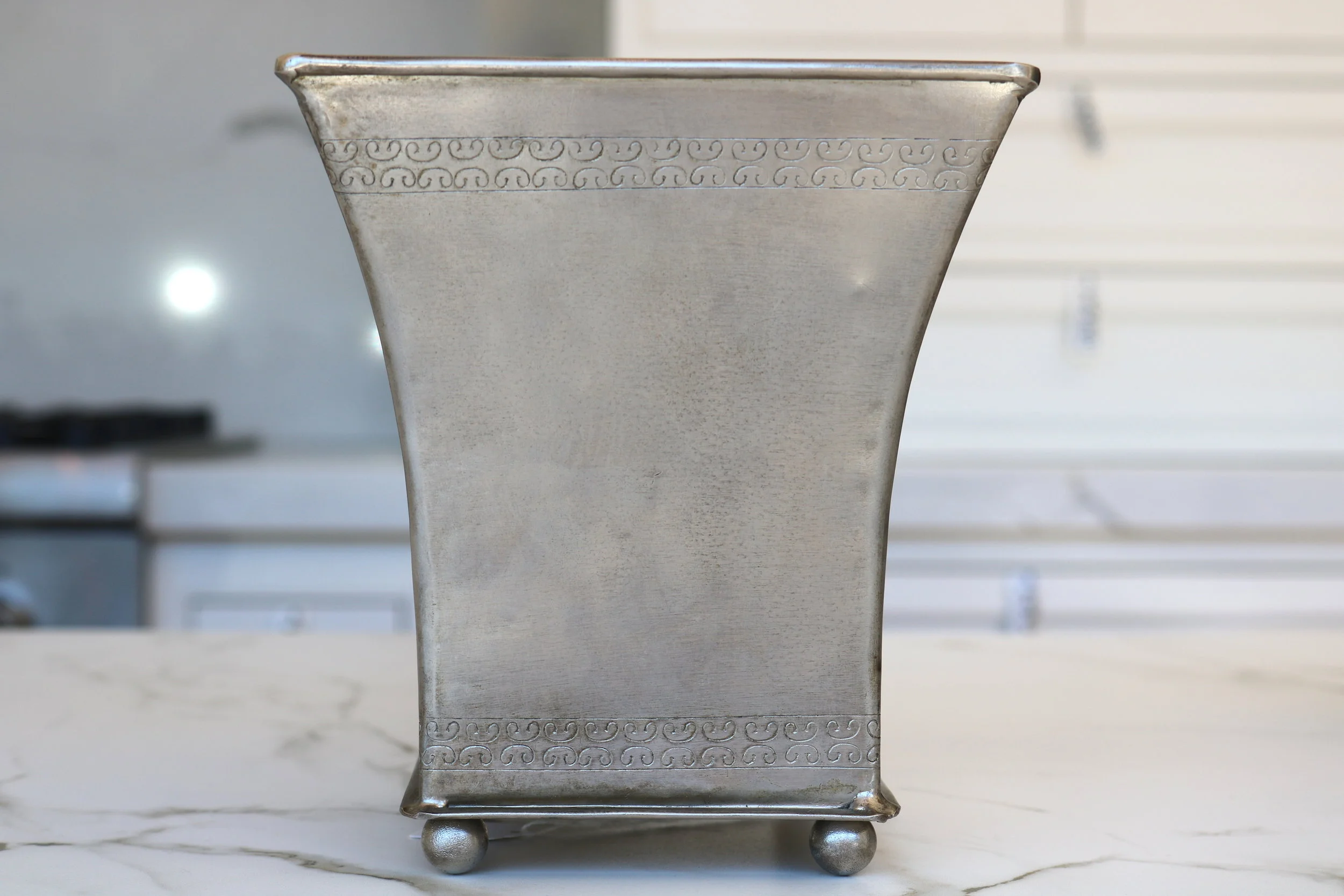Engraved Nickel Pot, Medium