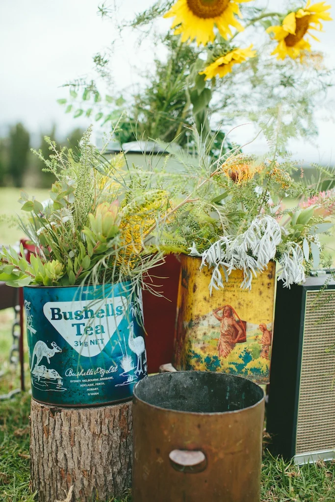 Vintage tea tin planters