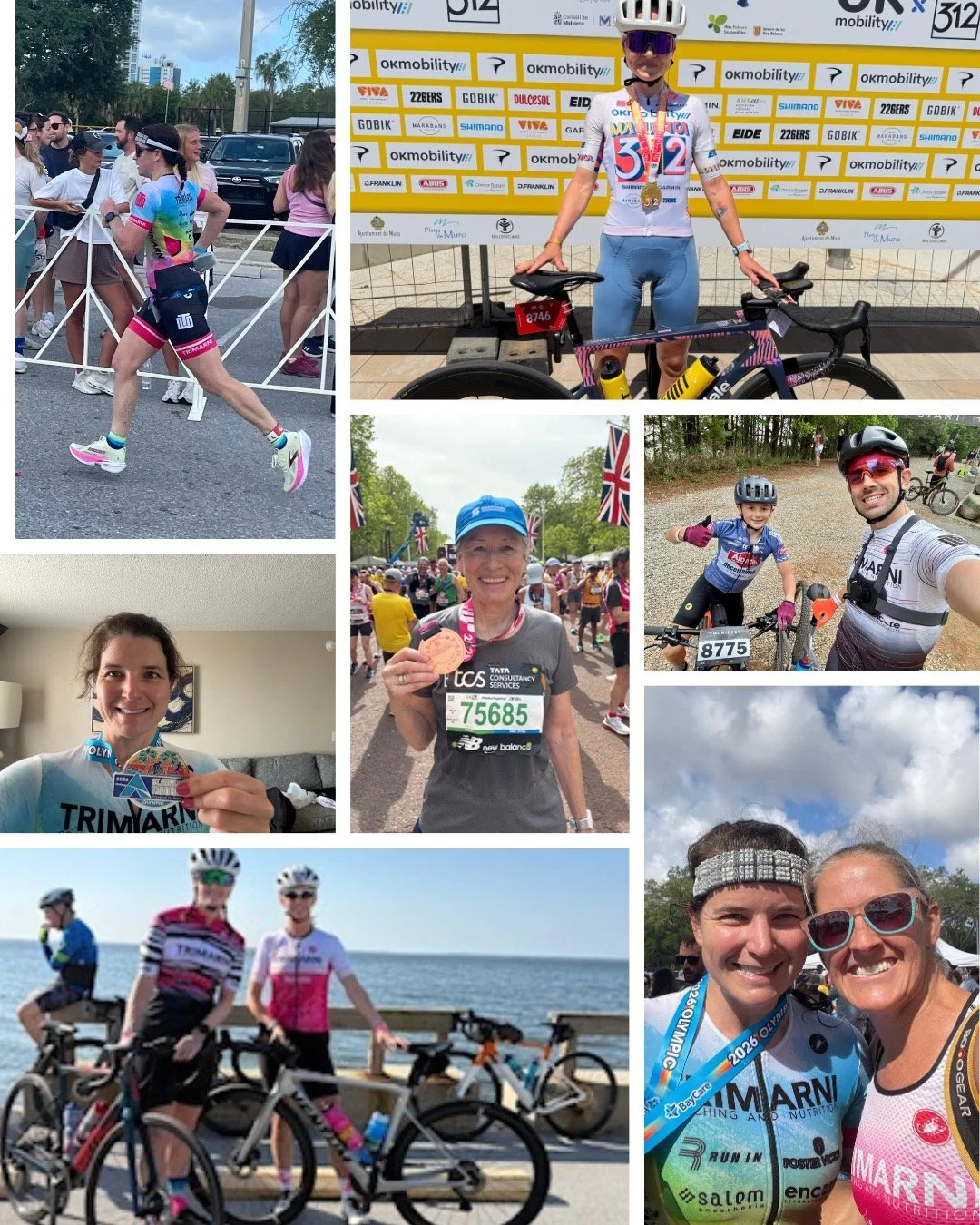 It's time to celebrate Trimarni athletes and team members! 👏

At the St. Anthony's triathlon, Kathryn had a speedy race and placed 7th AG (45-49) in 2:43. Stephanie showed off her mermaid skills and swam 22:38 as part of the mixed relay, which went 