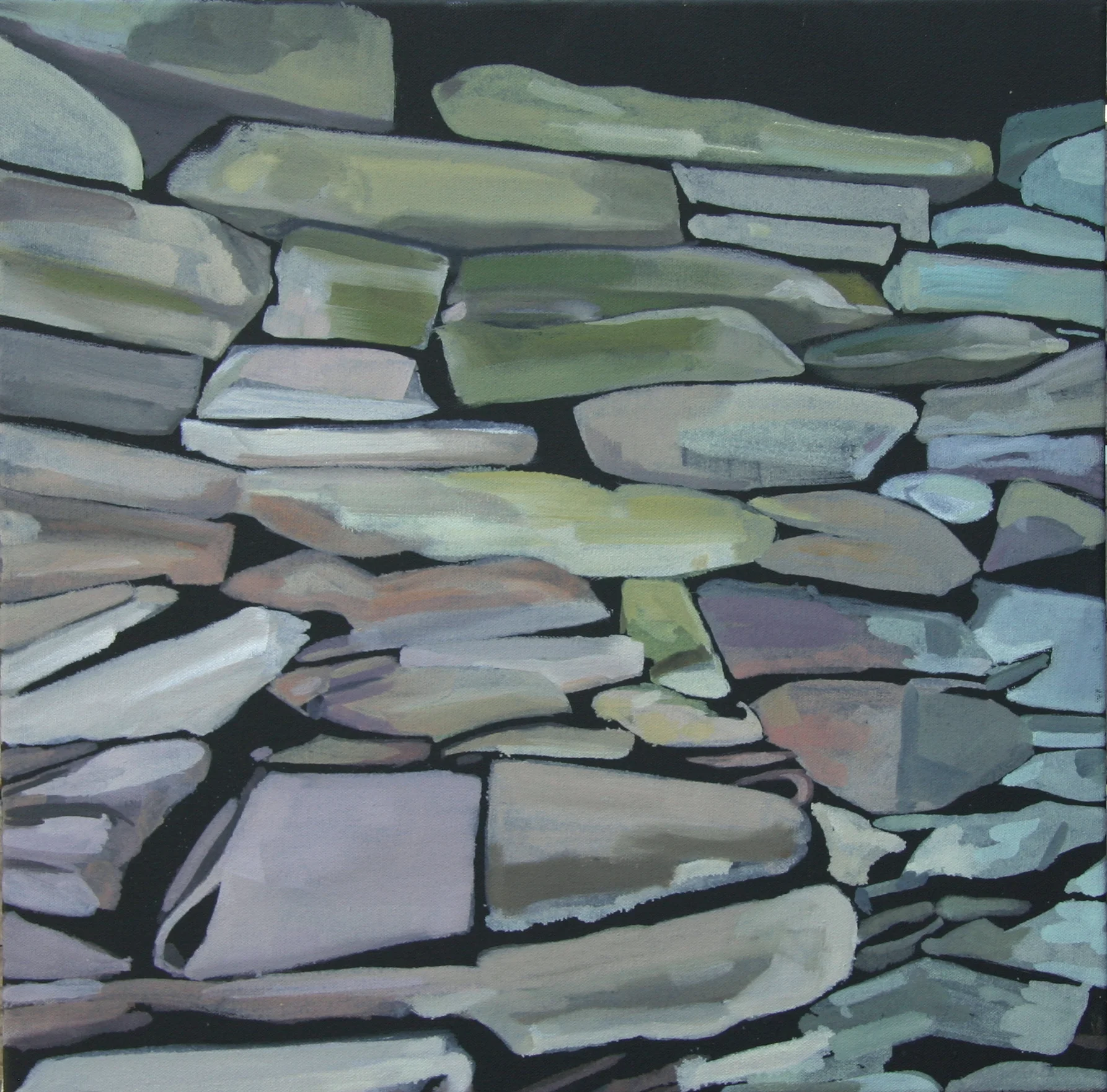  Stone Stack Wall II, oil on canvas, 18 x 18", 2014 