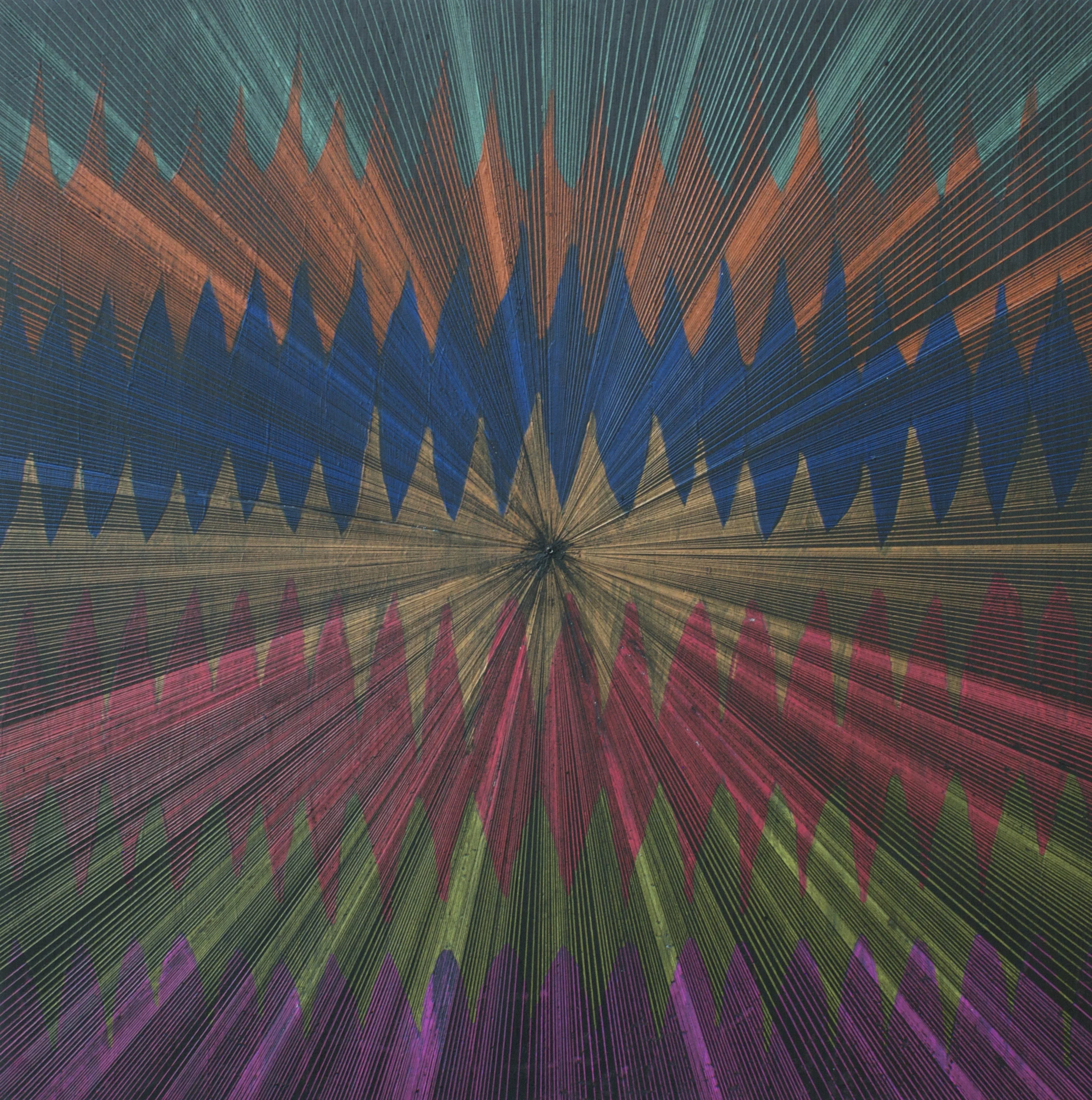 Rhythm, acrylic and oil on wood, 12 x 12 inches, 2015