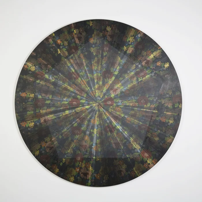 A House in Order, acrylic, vinyl and oil paint on wood, 59 x 59", 2017