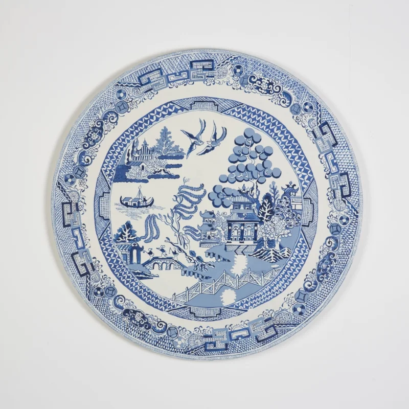 Blue Willow, acrylic and vinyl paint on wood, 29 x 29 inches, 2018