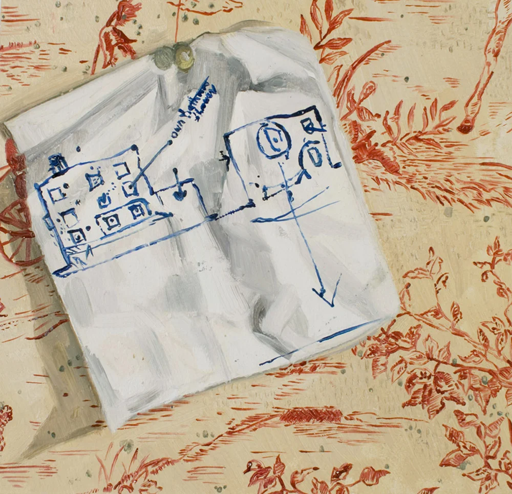 Napkin Instructions, oil on paper