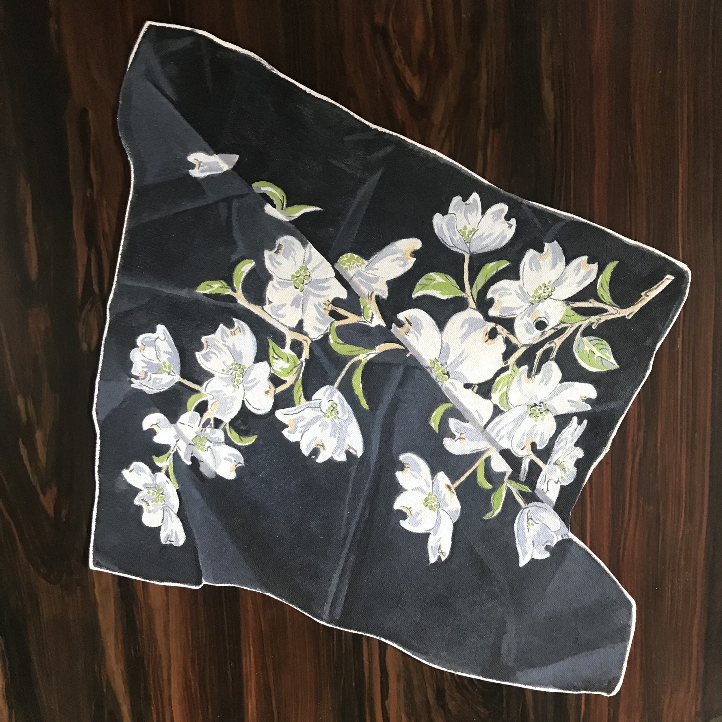 Black Dogwood, oil on cut canvas, approx. 12 x 12 inches, 2022