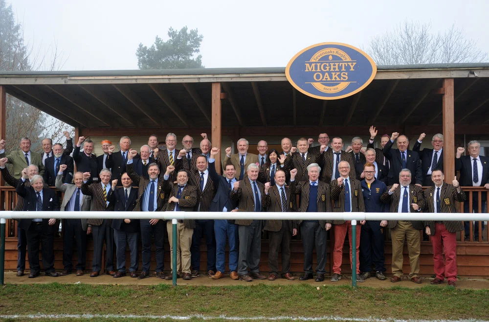 Mighty Oaks! The match was well supported, with a sold out Vice-Presidents lunch held before. Here the Vice-Presidents line-up in front of the Bradshaw-Pearl balcony. Photo Credit: David Purday