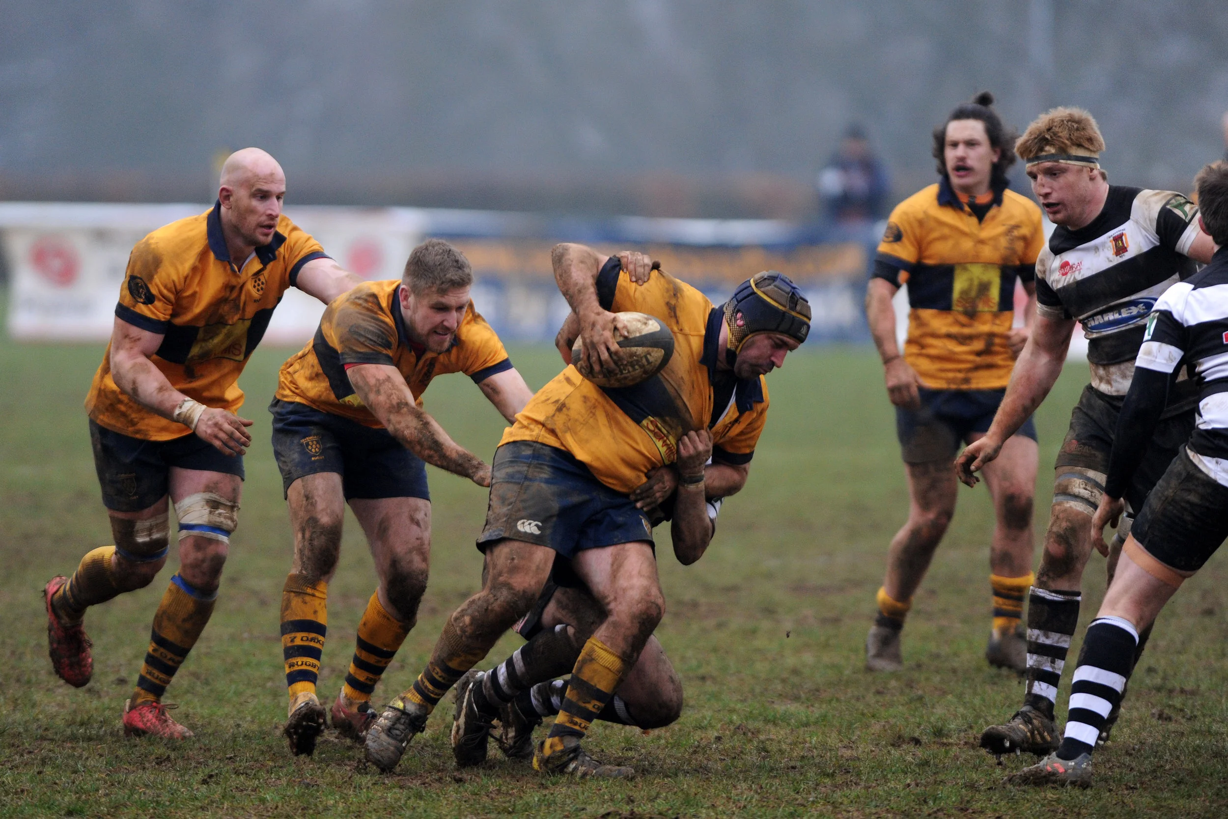 Pushing forward! Oaks hooker Ben Martyr heads forward with the help of two time try scorer and captain Stuart Coleman. Photo Credit: David Purday