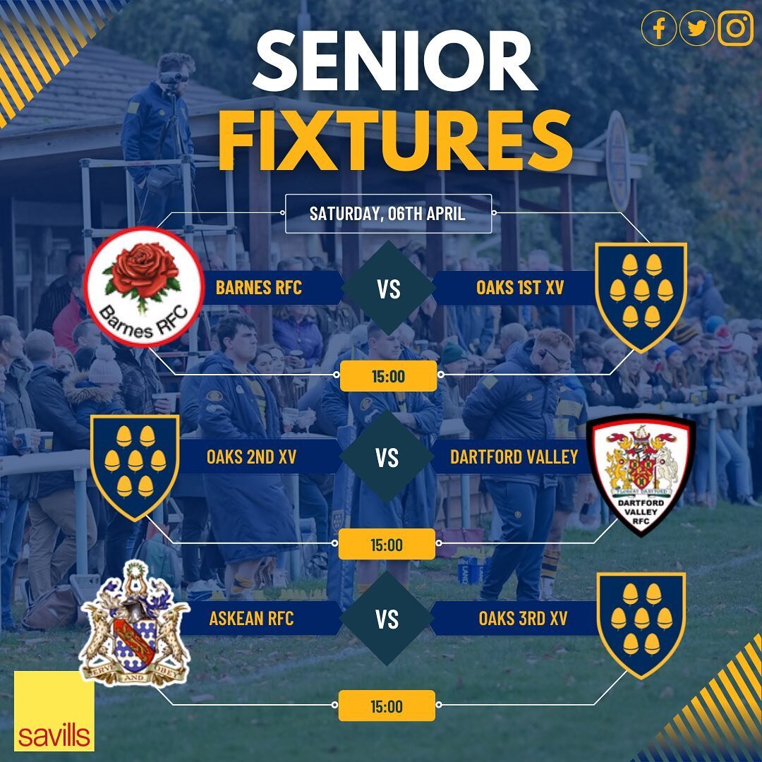 This weekends fixtures and it&rsquo;s another full house for the Senior Squad! 🤩

The 1st XV travel away to take on high flying Barnes who they turned over at The Paddock earlier in the season 🚌 

Our 2nd XV take on Dartford Valley at The Paddock ?