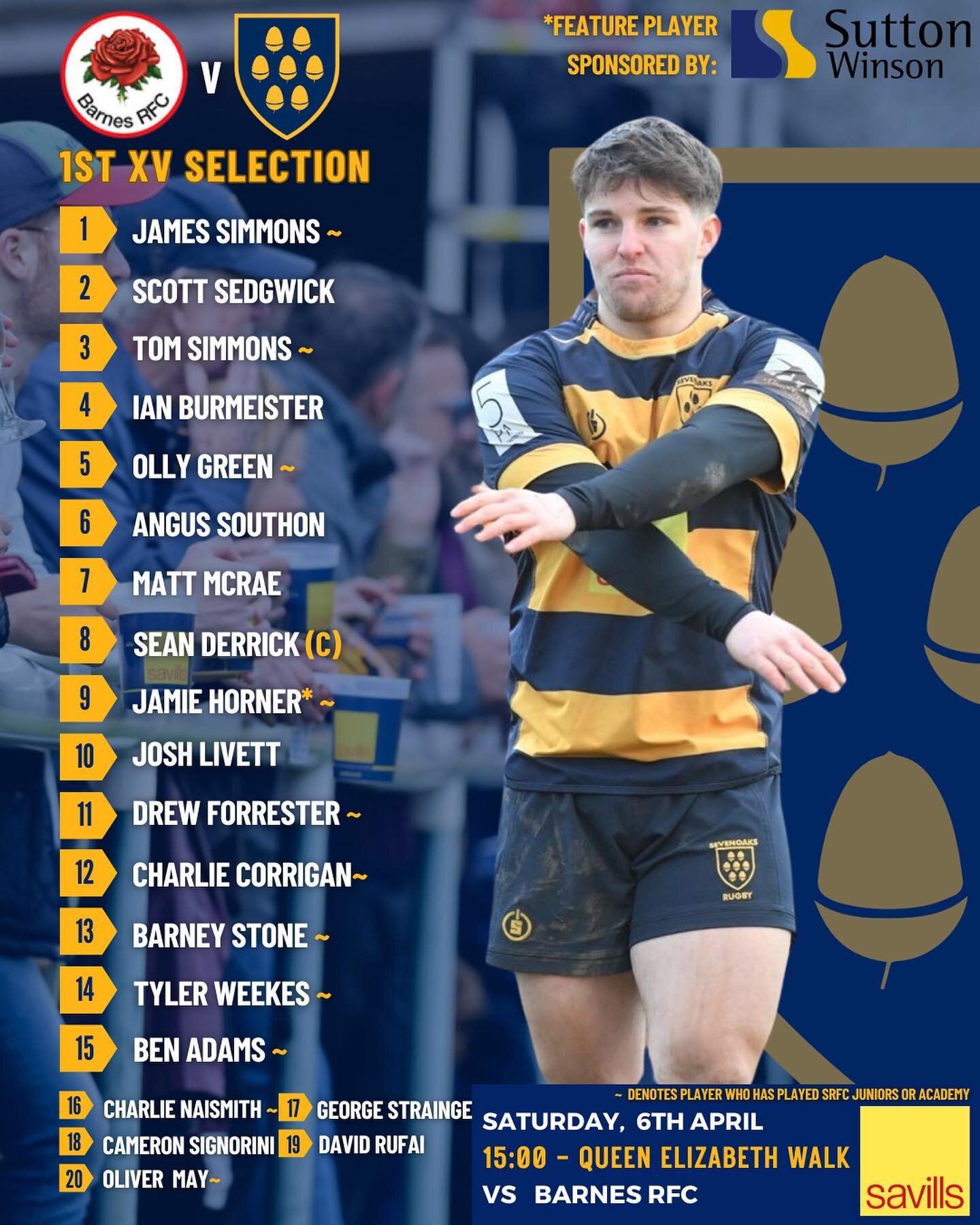 Adam Bowman has named his Senior Squad sides taking to the field tomorrow donning the coveted navy and gold 🤩🙌

The 1st take on Barnes in a tough away fixture 🚌

The 2nd XV have their gaze set on taking the league title against Dartford Valley at 