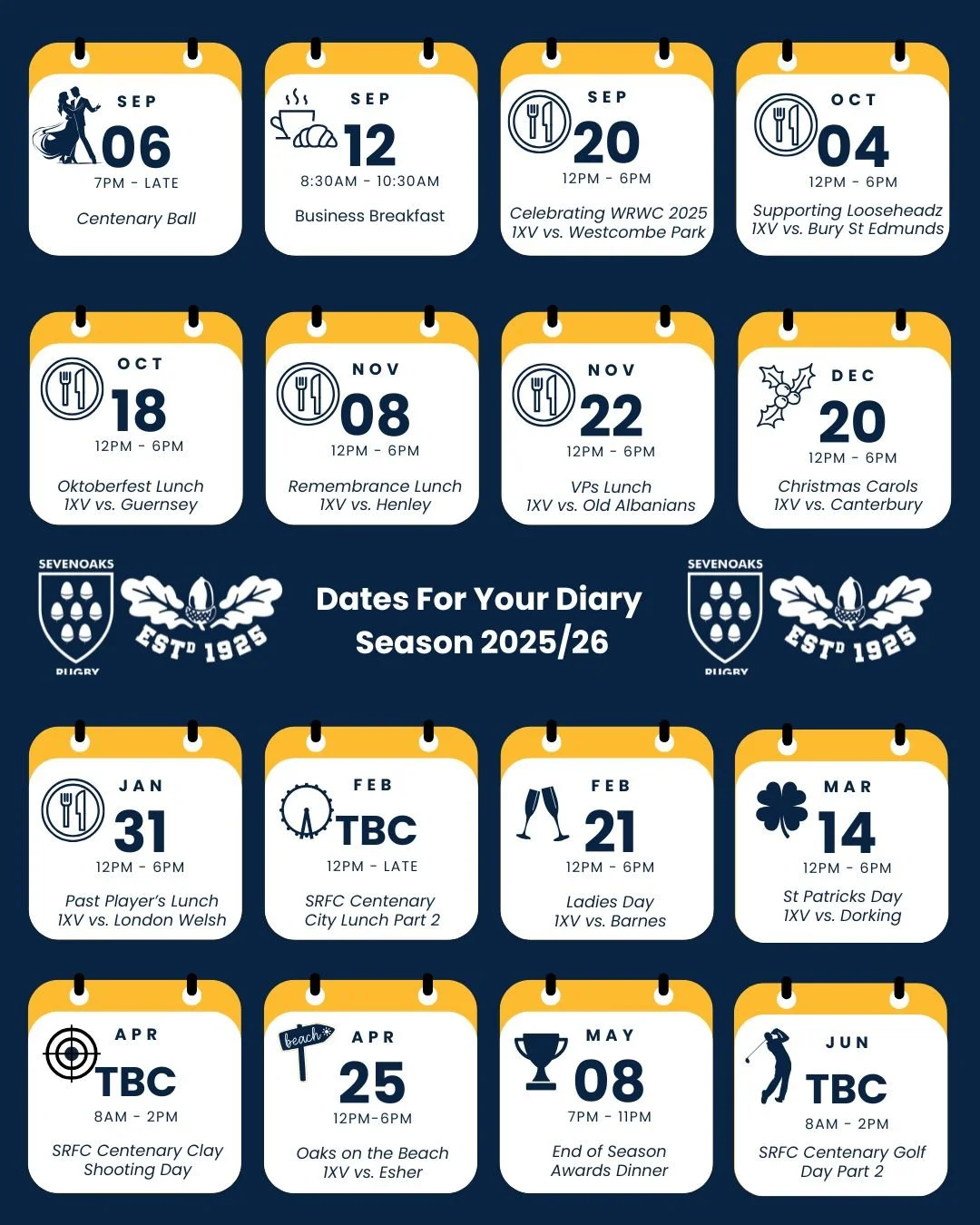 2025/26 Dates For Your Diary
