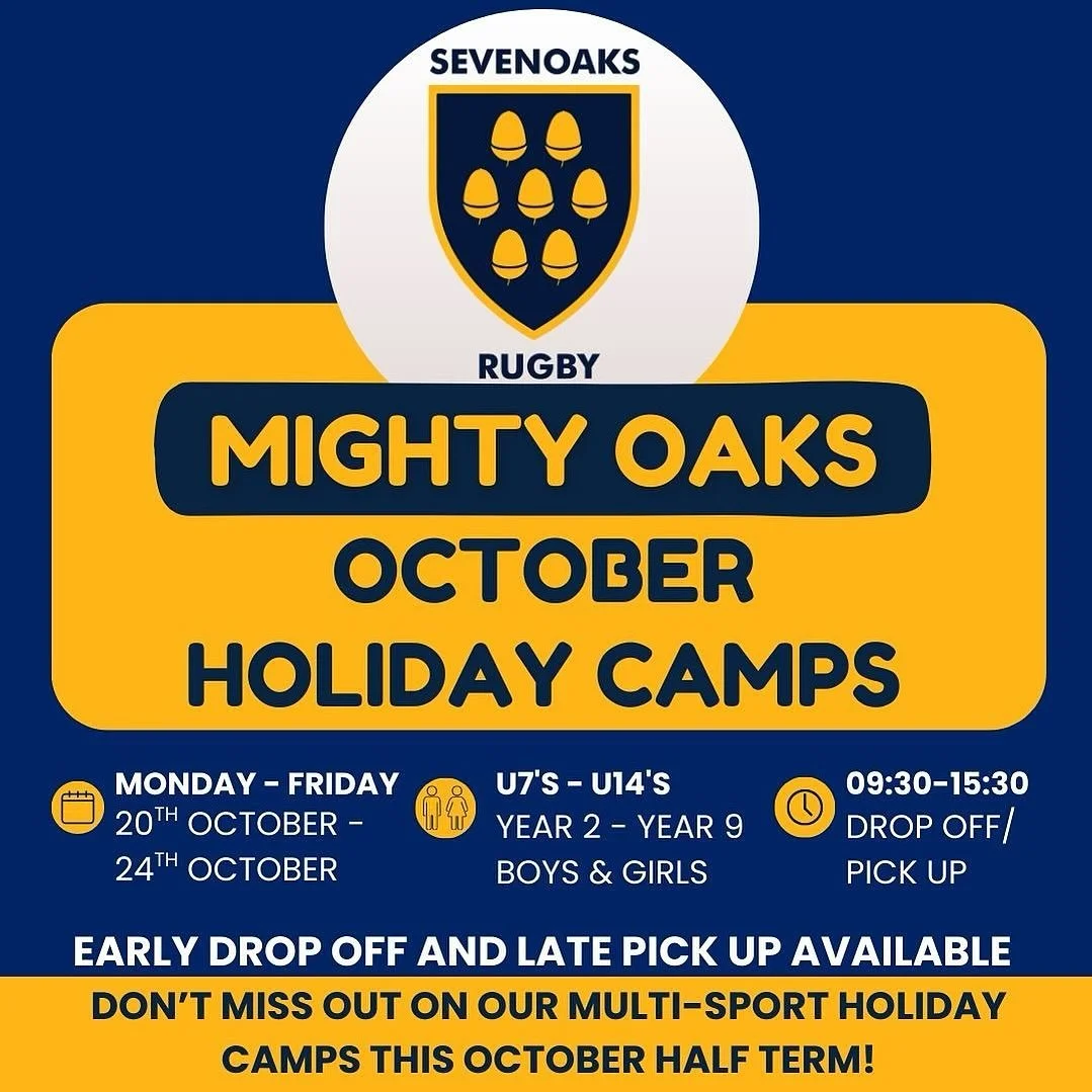 With just over one week to go until the start of our Mighty Oaks October Holiday Camps - make sure to book your space!🍁

Whether your child is passionate about rugby, loves playing multi-sport games, or simply wants an action-packed week of fun duri