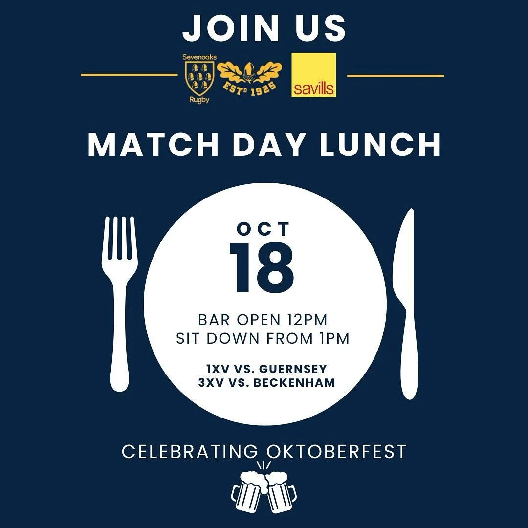 Join us this Saturday for Oktoberfest at The Paddock!🍻🏰🏟️

✅SRFC 1XV vs. Guernsey 1XV - 2:30pm KO
✅SRFC 3XV vs. Beckenham 3XV - 3pm KO

Don&rsquo;t forget to book your seat at our Oktoberfest themed pre-match lunch!🍽️ The bar will be open from 12
