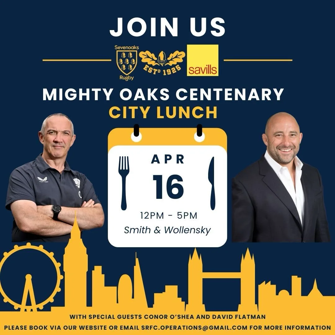 🚨Final call for the City Lunch!🚨
 The next big event in the Centenary Celebrations is the Sevenoaks Rugby Club City Lunch on Thursday 16 April. More than 120 guests will ensure it&rsquo;s a brilliant day. We are now making a final push to see if we