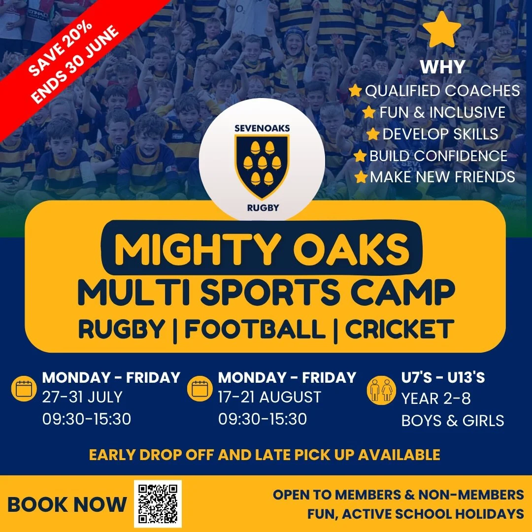 🚨 SUMMER HOLIDAYS SORTED &ndash; SAVE 20% BEFORE 30 JUNE! 🚨

Looking for a fun, active and affordable way to keep your child entertained this summer?

🏉 Rugby
⚽ Football
🏏 Cricket
🎯 Team Games &amp; Challenges

Our popular Mighty Oaks Multi Spor