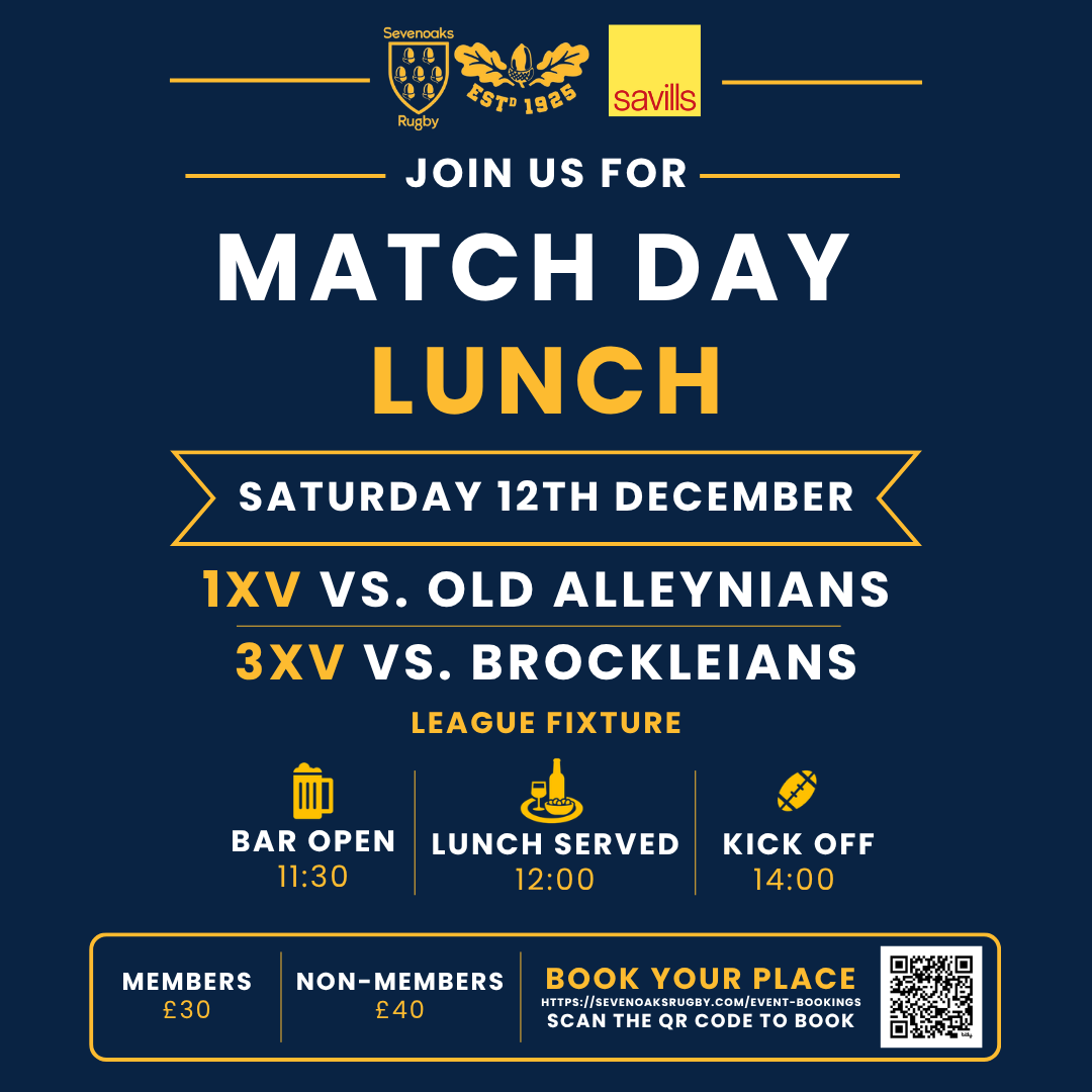Lunch Booking - 1st XV vs Old Alleynians & 3rd XV vs Brockleians