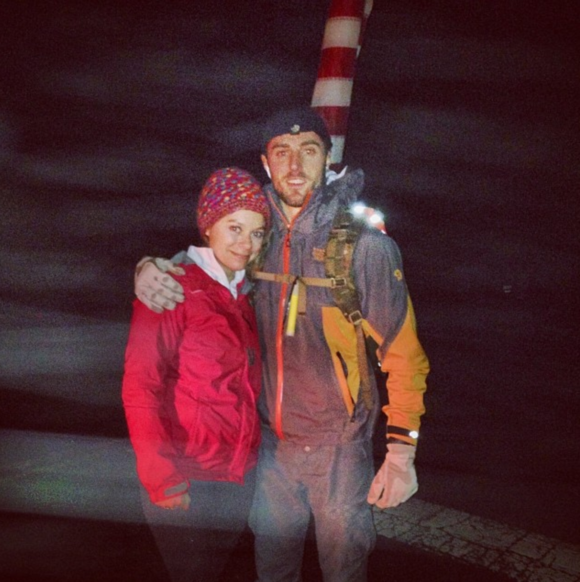 Val and Vic mile marker 30 during Vic's first Freedom Ruck in 2014.