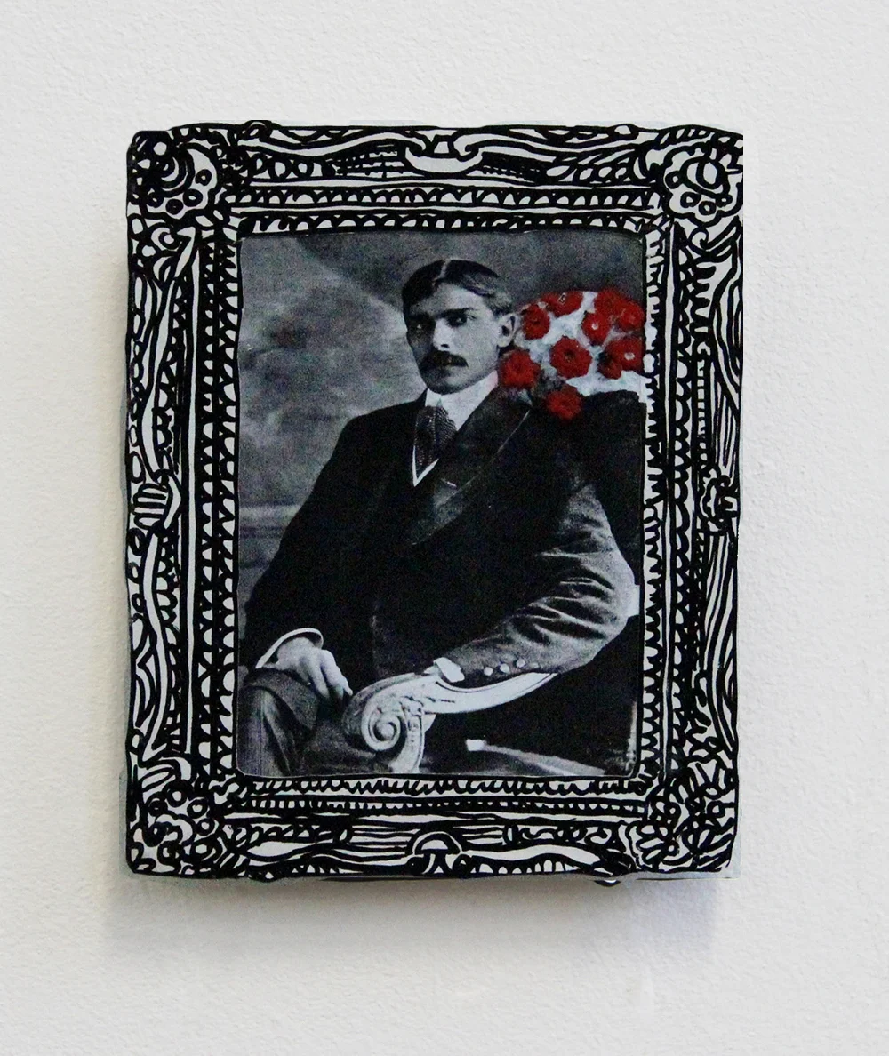  Jinnah with flowers, Plasticine and screen print on paper, 2014 