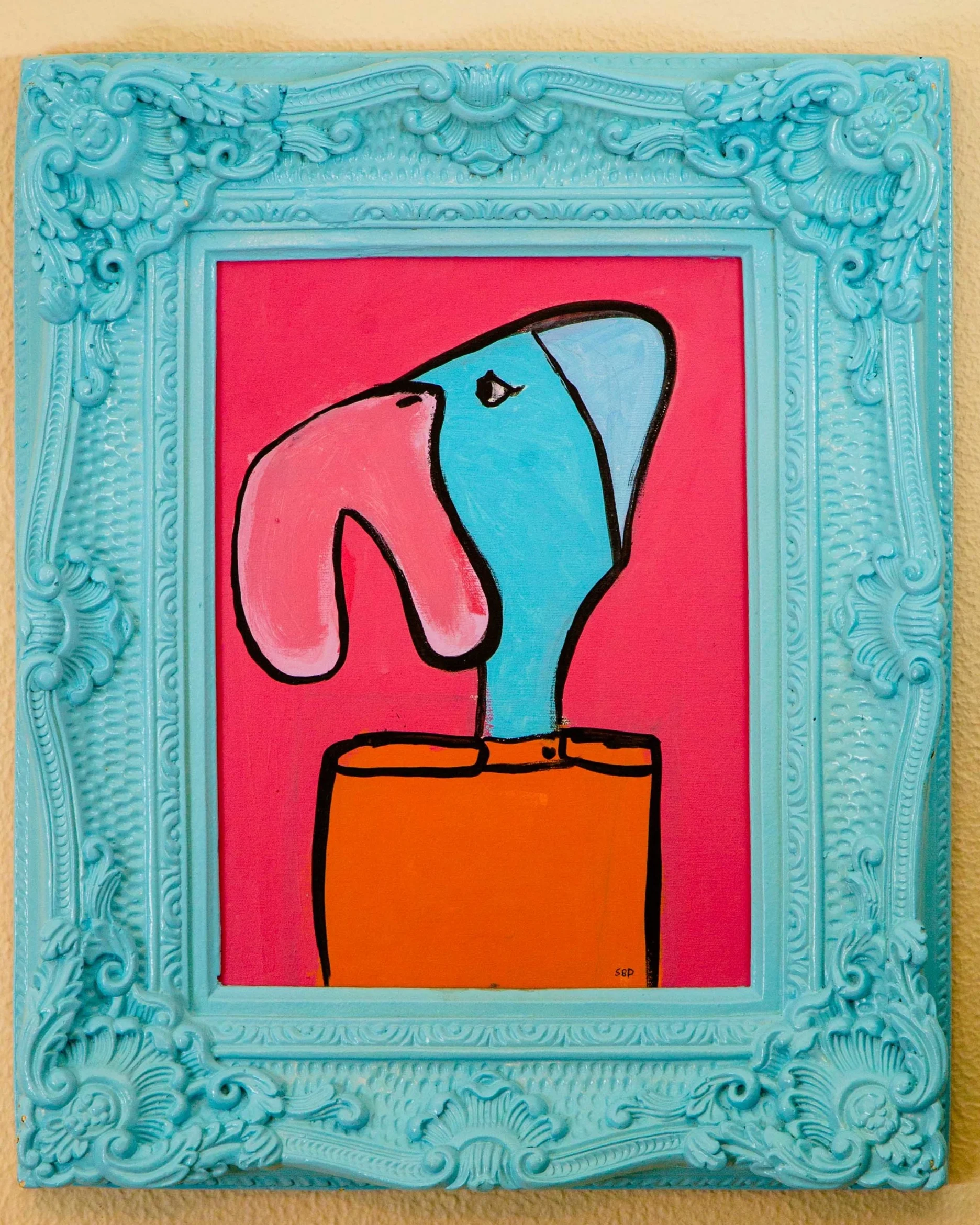   I was just a duckling before the War,  Acrylic on canvas, fibreglass frame, 19” x 23”, 2017 