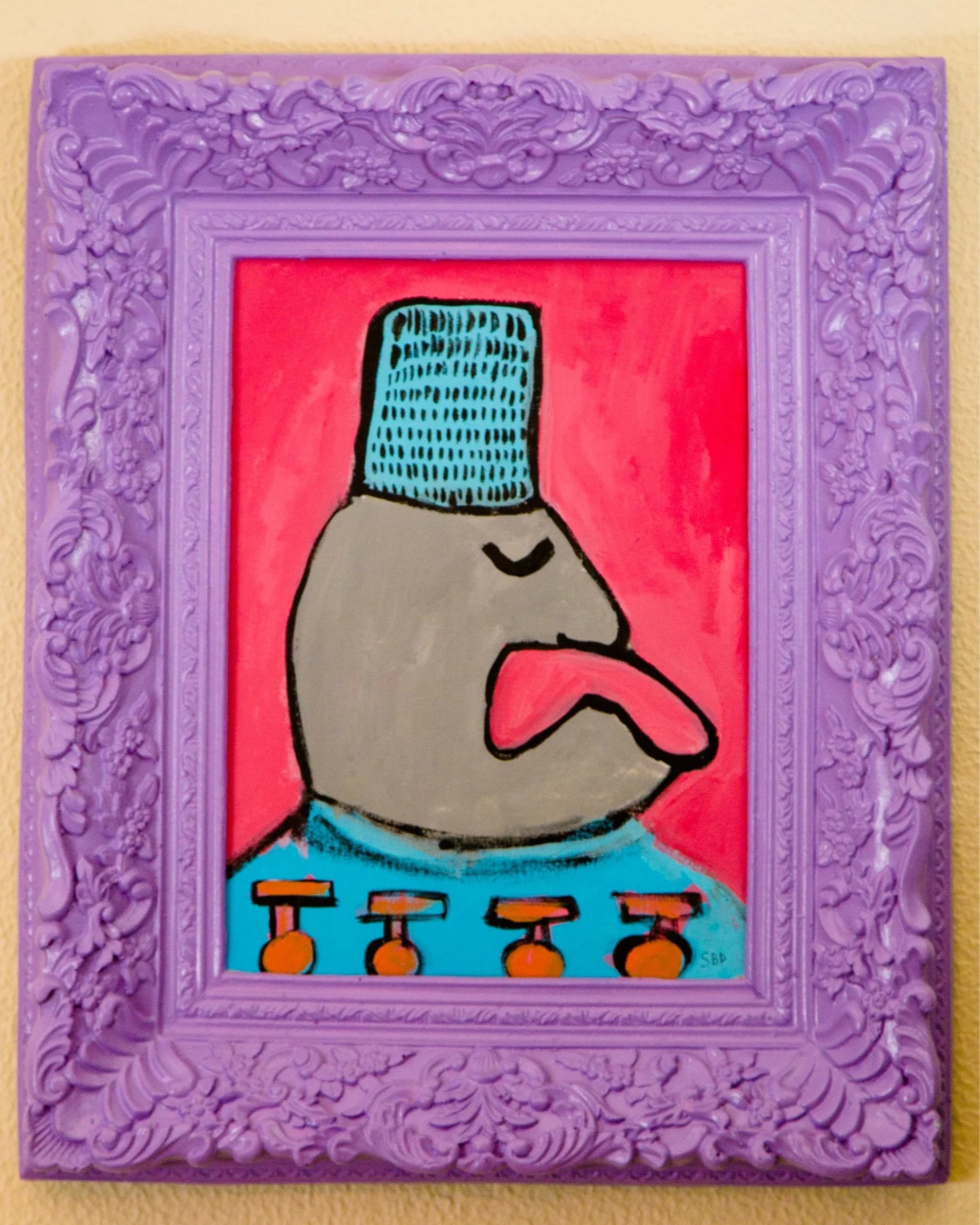   Captain Cabza,  Acrylic on canvas, fibreglass frame, 19” x 23”, 2017 