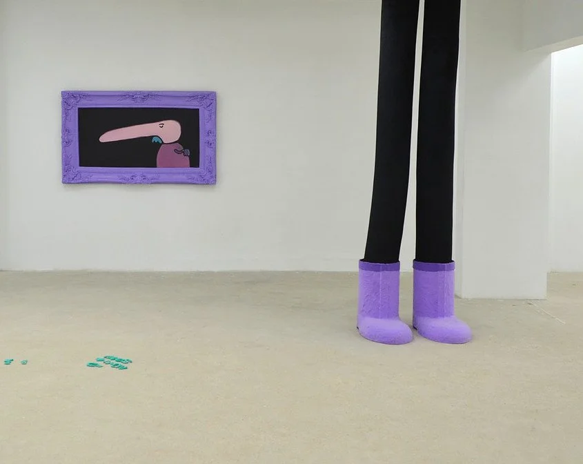  Installation view,  Really Big Shoes,  Foam clay, velvet, PVC, Dimensions variable, 2018 