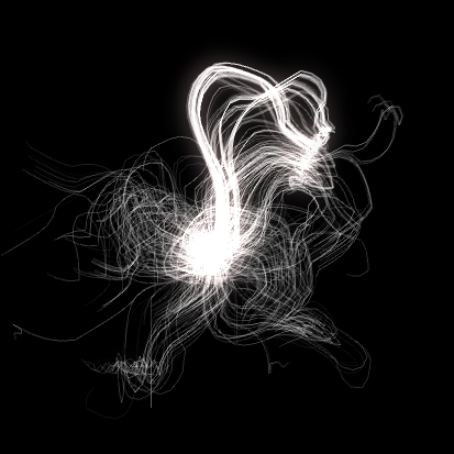 Detail of one of the emitter worlds, creating complex shapes.
